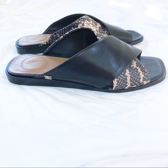 SAM EDELMAN | IDINA LEATHER BLACK SESAME SLIDE SANDAL SIZE 6 FAUX SNAKESKIN - Picture 9 of 9